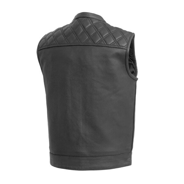 Leather Motorcycle Vest - Men's - Downside - Black Stitching - Up To 5X - FIM693-QLT-FM
