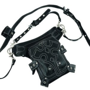 Black Leather Thigh Bag - Gun Holster Pocket - DS5852-DS