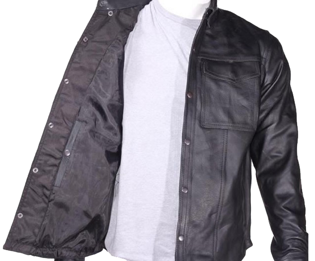Men's Leather Shirt with Concealed Carry Pockets - MJ777-07-DL