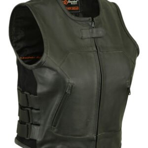 Women's Updated SWAT Team Style Leather Vest - Motorcycle Vests - DS200-DS