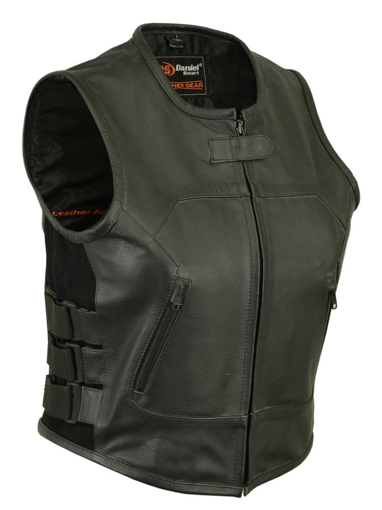 Women's Updated SWAT Team Style Leather Vest - Motorcycle Vests - DS200-DS
