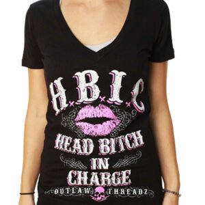 Women's V-Neck Shirt - Head Bitch In Charge - HBIC - WT22-DS