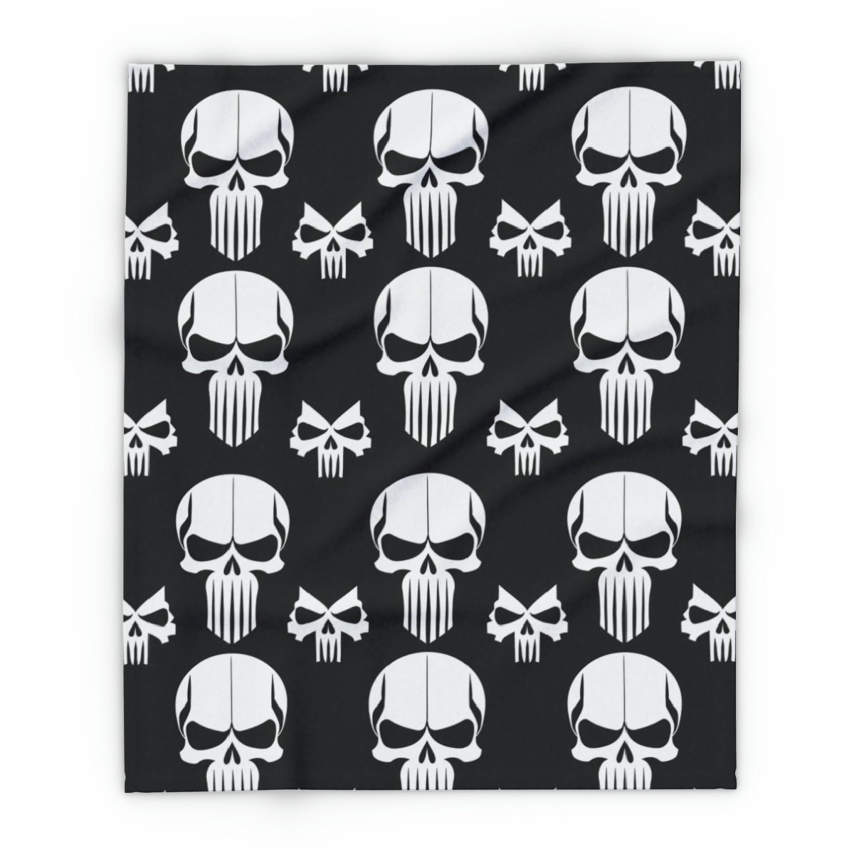White Skulls on Black - 3 Different Sizes - Arctic Fleece Blanket
