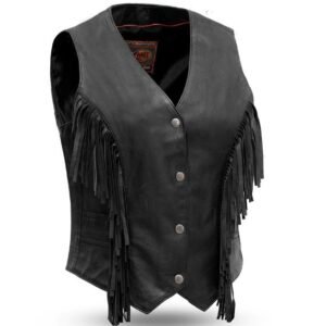 Leather Vest - Women's - Fringe - Apache - FIL572DM-FM