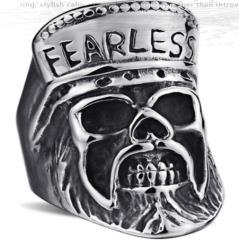 Fearless Skull Biker Ring - Stainless Steel - Biker Jewelry - Biker Ring - R110-DS