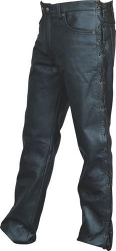 Men's 5 Pocket Leather Pants with Side Laces - AL2502-AL