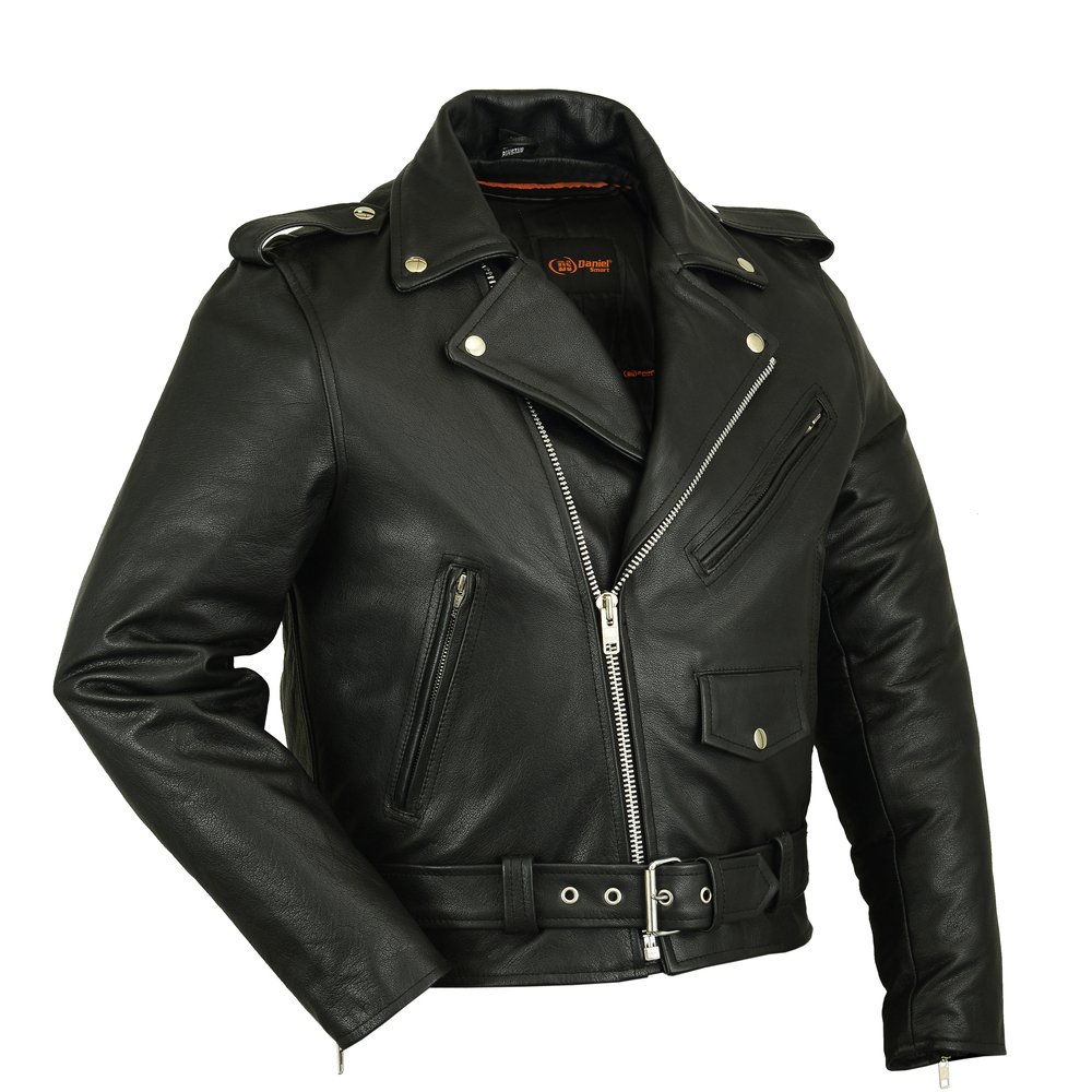 Leather Motorcycle Jacket - Men's - Police Style - Up To 8XL - DS732-DS