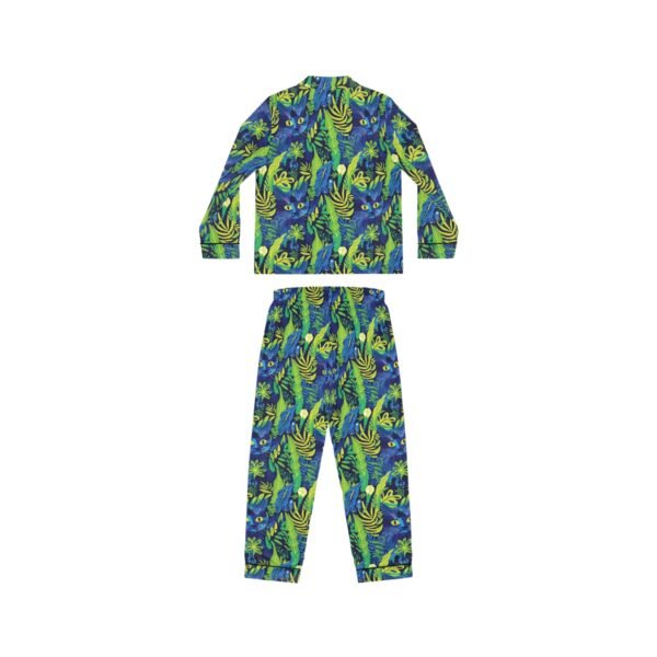 Cat Hiding in the Plants - Blues Greens Yellow - Multiple Colors - Women's Satin Pajamas - PJs