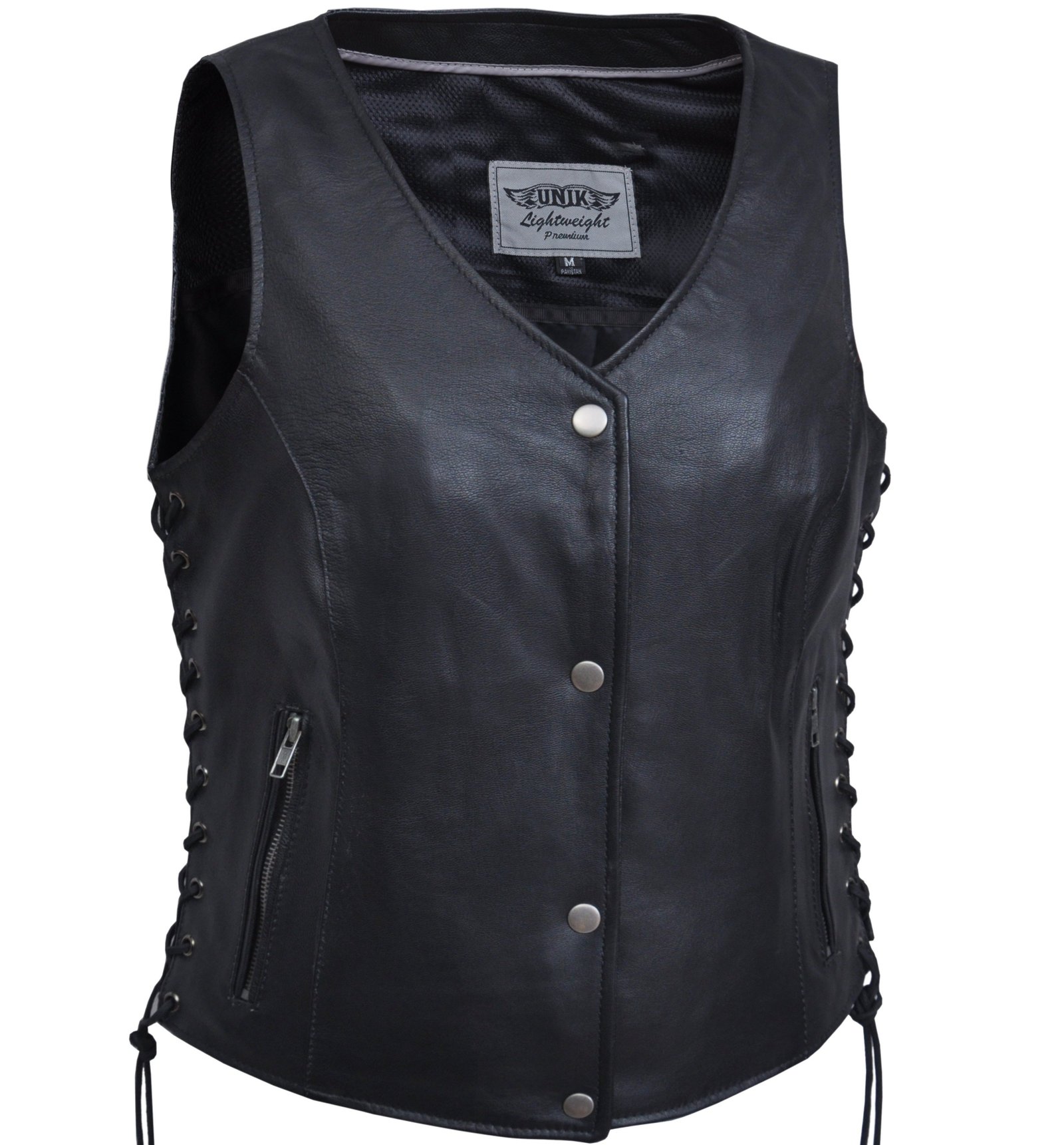 Leather Motorcycle Vest - Women's - Up To Size 8X - Lightweight - 2681-NG-UN