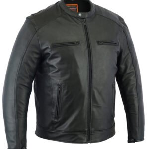 Men's Leather Cruiser Jacket - Concealed Carry Gun Pockets - DS735-DS. Up To Size 6XL
