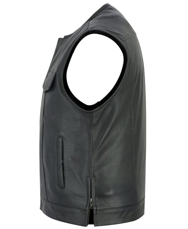 Leather Motorcycle Vest - Men's - Perforated - Club - Up To 8XL - DS183-DS