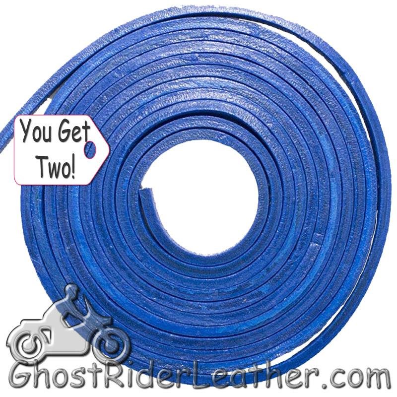 You Get TWO - 6 Foot Lengths of Blue Leather Lacing SKU GRL-CE3-BLUE-X2-GRL