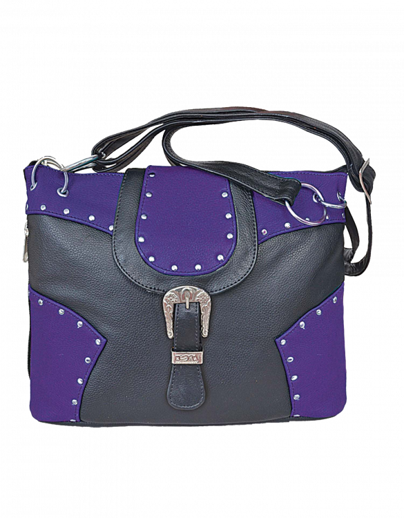 Leather Handbag - Conceal Carry - Purple and Black - Purse - 9747-17-UN