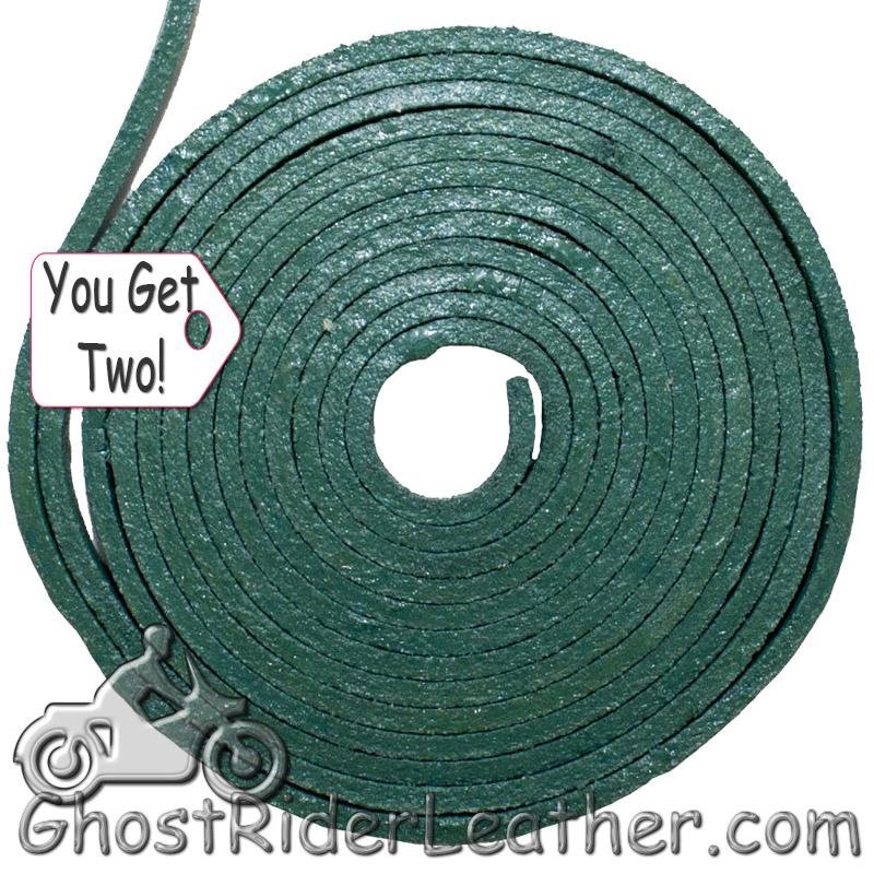 You Get TWO - 6 Foot Lengths of Green Leather Lacing SKU GRL-CE3-GREEN-X2-GRL