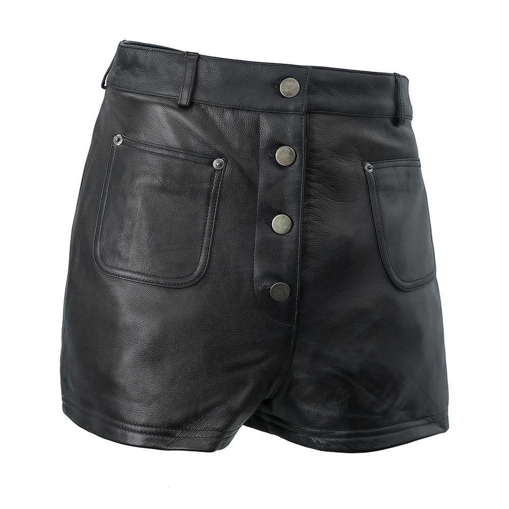 Leather Shorts - Women's - Lambskin - Maleni - Biker Chick - FSL719SNA-FM