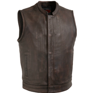 Leather Motorcycle Vest - Men's - Copper - Top Rocker - FIM621CV-FM