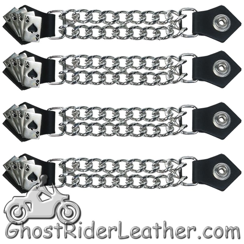 Set of Four Deadmans Hand Vest Extenders with Chrome Chain - AC1046-DL