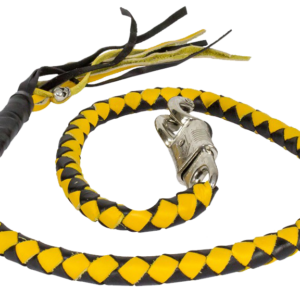 Get Back Whip in Black and Yellow Leather - 42 Inches - Motorcycle Accessories - GBW8-11-DL