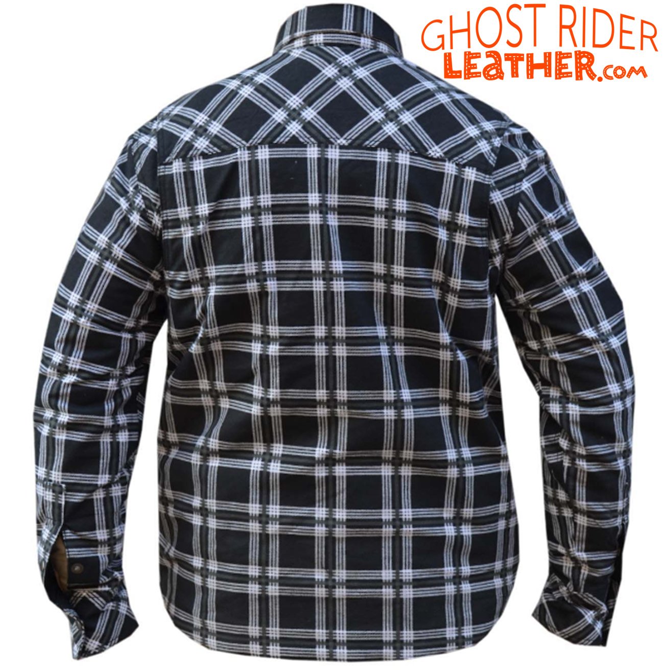 Flannel Motorcycle Shirt - Men's - Black and White - Armor - Up To Size 8XL - TW136-00-UN