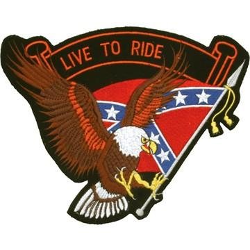 Eagle with Rebel Flag and Live To Ride Banner Patch - SKU GRL-PAT-B109-DL
