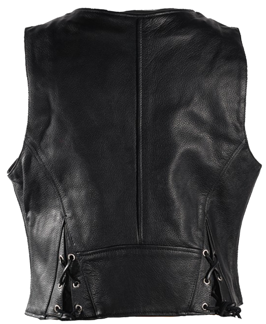 Leather Motorcycle Vest - Women's - Naked - Zippers - LV8507-11-DL