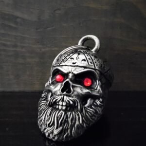 Old School Biker Skull Diamond - Pewter - Motorcycle Gremlin Bell - Made In USA - SKU BB97-DS