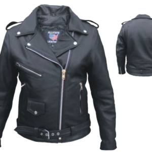 Ladies Classic Biker Full Cut Jacket in Naked Leather - SKU AL2146-AL