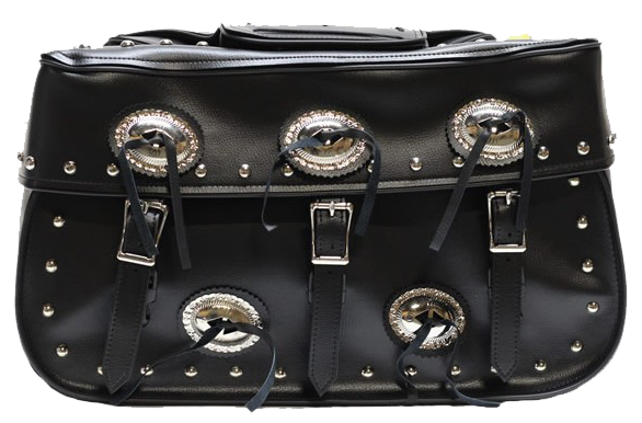 Saddlebags - PVC - Large - Conchos - Studs - Motorcycle Luggage - SD4000-PV-DL