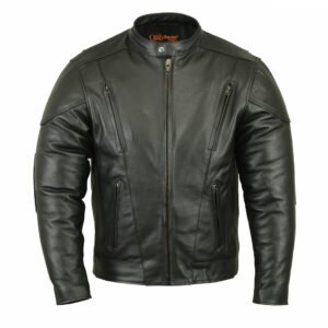 Leather Motorcycle Jacket - Men's - Ventilated - Up To 12XL - Gun Pockets - DS779-DS