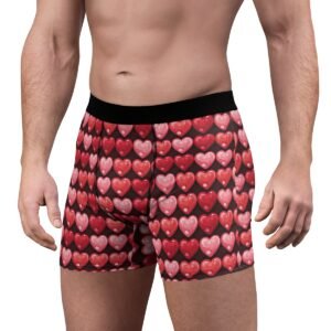 Puffy Hearts - Reds Pinks on Black - Men's Boxer Briefs (AOP)