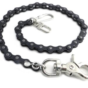 18" - Key Leash - Wallet Chain - Black Coated Steel - Bike Chain - NC321-DS