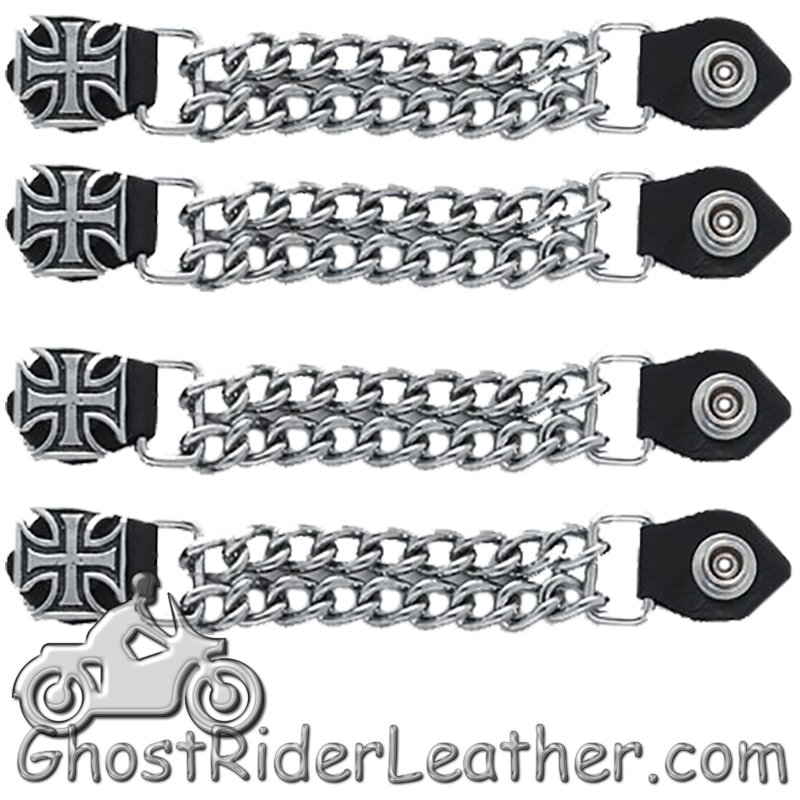Set of Four Iron Cross Vest Extenders with Chrome Chain - AC1053-DL