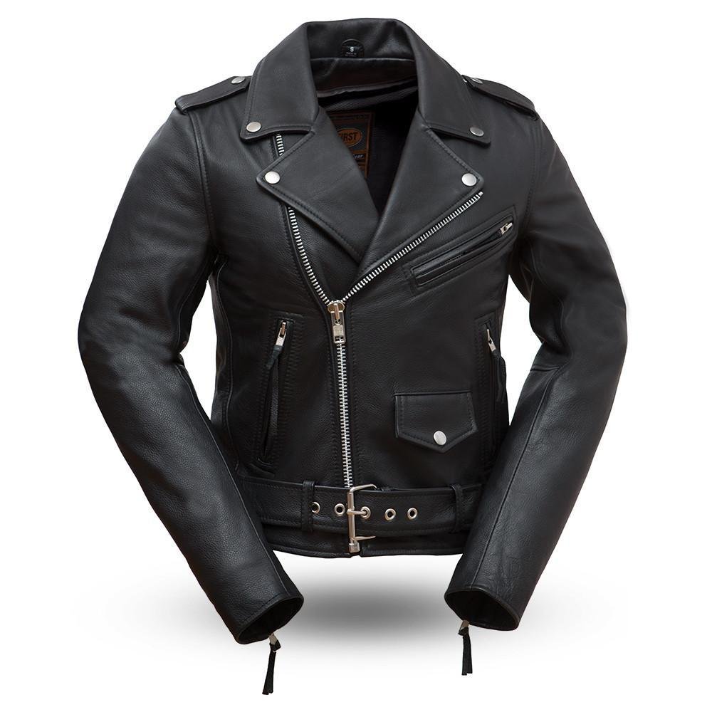 Leather Motorcycle Jacket - Women's - Black - Rockstar - FIL182CHMZ-FM