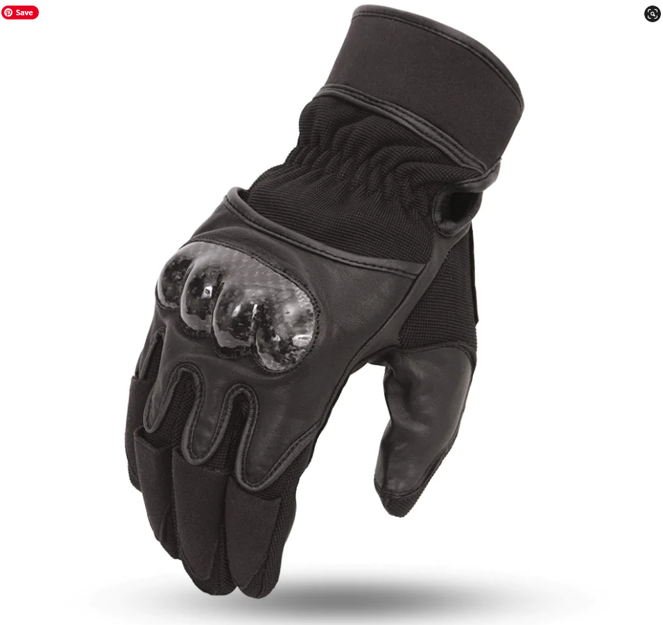 Leather and Textile Motorcycle Gloves - Men's - Hard Knuckles - Hurricane - FR109GL-FM