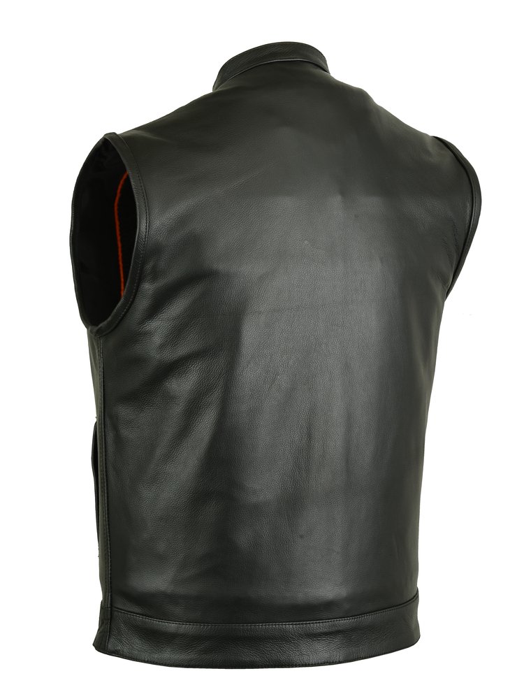 Leather Motorcycle Vest - Men's - Upgraded Club - Up To 12XL - DS188-DS