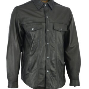 Leather Shirt - Men's - Concealed Carry Pockets - Up To Size 9XL - DS770-DS