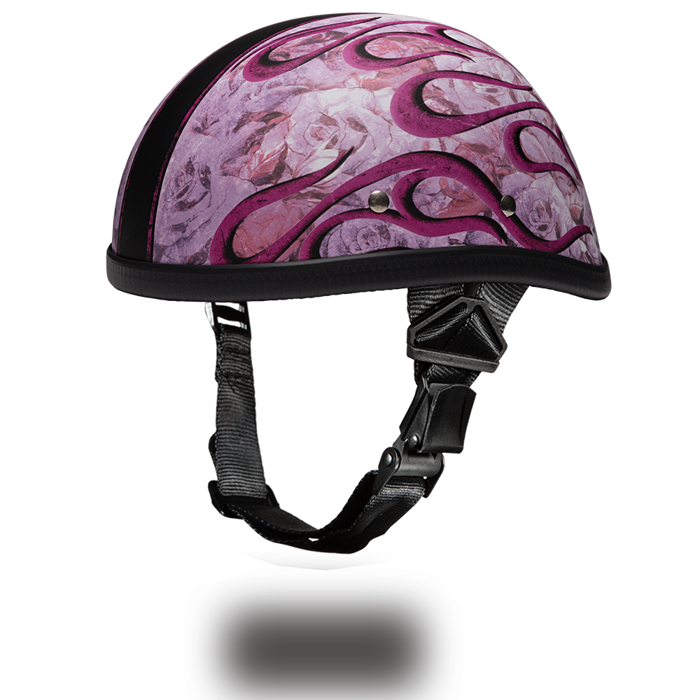 Novelty Motorcycle Helmet - Pink Flames - Eagle Shorty - 6002FP-DH Size Chart