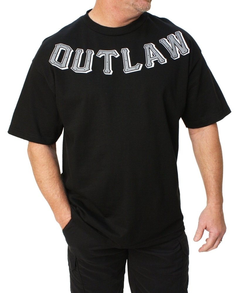 Men's Biker T-shirt - Outlaw - Lawless - Skull Motorcycle - MT116-DS