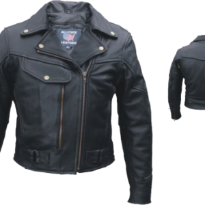 Ladies Pistol Pete Vented Motorcycle Leather Jacket - SKU AL2144-AL