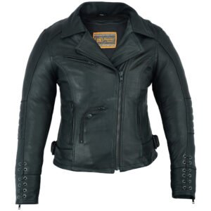 Leather Motorcycle Jacket - Women's -  Must Ride - Gun Pockets - DS802-DS