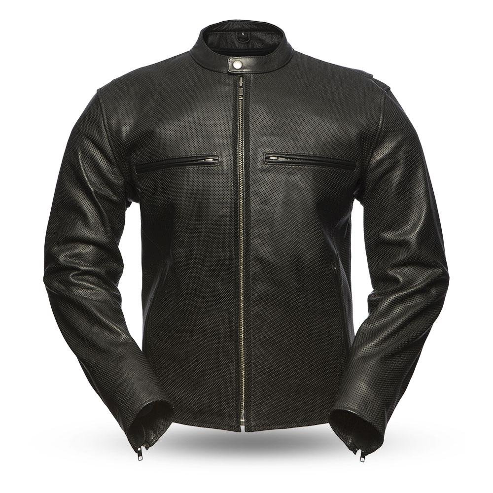 Leather Motorcycle Jacket - Men's - Perforated - Turbine - FIM213CNP-FM