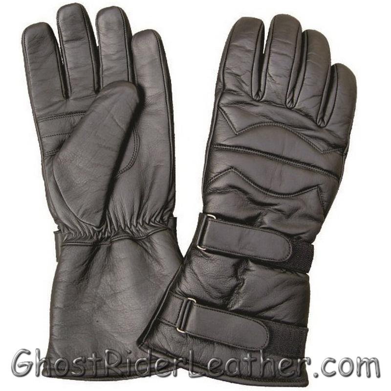 Leather Riding Gloves - Men's - Gauntlet Style - Padded - AL3061-AL