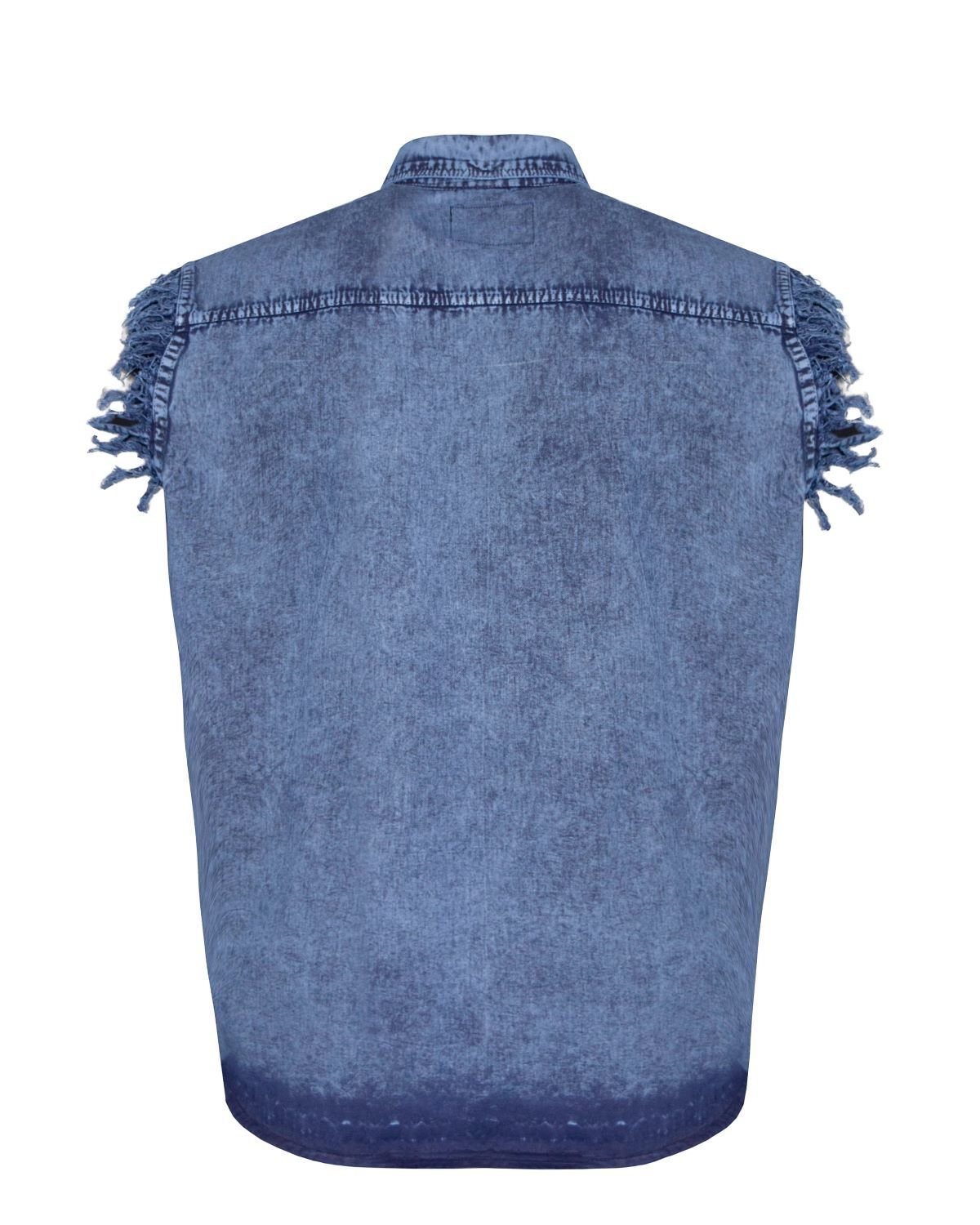 Denim Work Shirt - Men's - Royal Blue - Sleeveless - Flap Pockets - MSLW-R-BLUE-DL