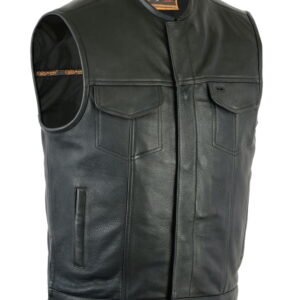 Leather Motorcycle Vest - Men's - Gun Pockets - Up To 12XL - Big and Tall - DS187-DS