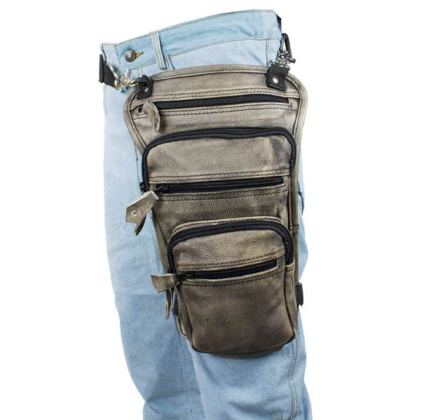Leather Thigh Bag - Gun Pocket - Distressed Brown - Motorcycle - AC1026-12-DL