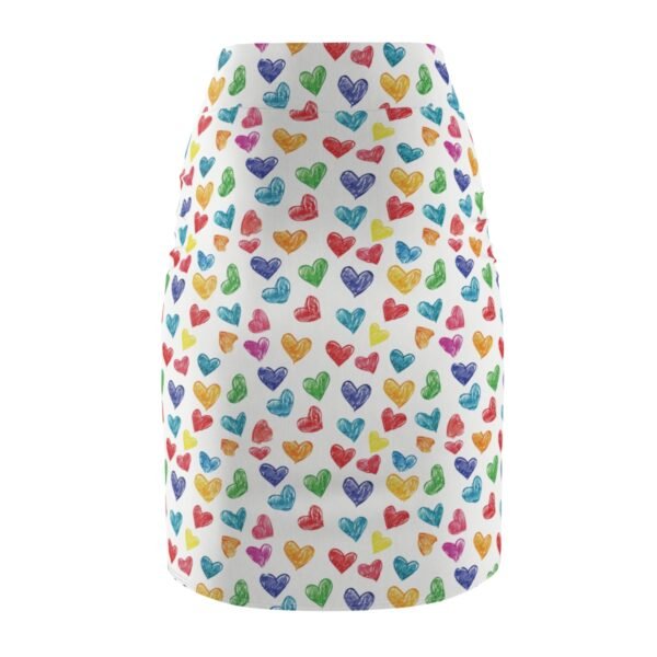 Doodle Hearts - Red Pink White - Women's Pencil Skirt (AOP)