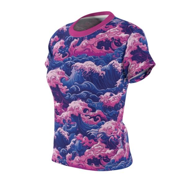 Crashing Waves - Anime Style - Pink and Blue - Women's Cut & Sew Tee (AOP)