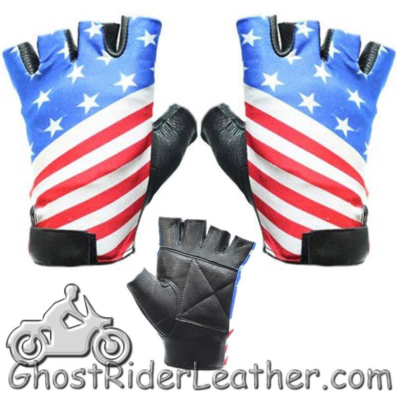 American Flag Riding Gloves - Fingerless Motorcycle Gloves - GL2034-DL