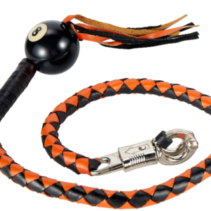 Get Back Whip - Black and Orange Leather - With 8 Ball - 42 Inches - GBW9-BALL8-DL