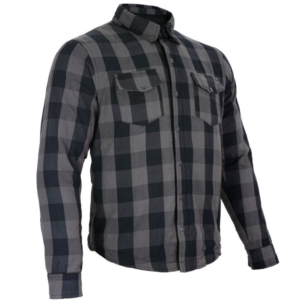 Flannel Motorcycle Shirt - Men's - Armor - Up To Size 5XL - Gray Black Plaid - SHR12-CC-DL